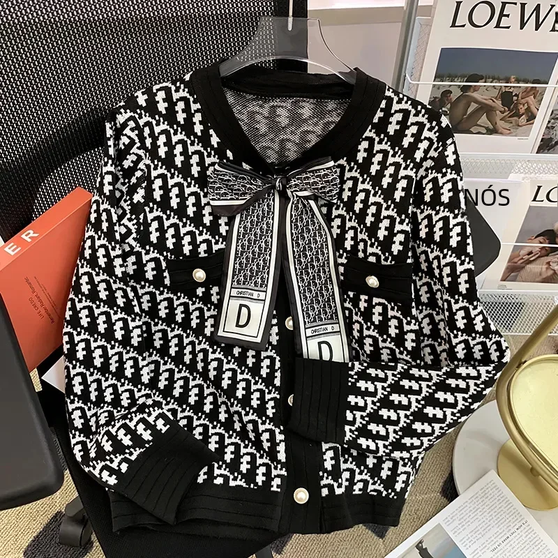 2024 nova primavera outono camisola jaqueta feminina design moda malha cardigan casaco vermelho rosa preto cinza malhas topos feminino