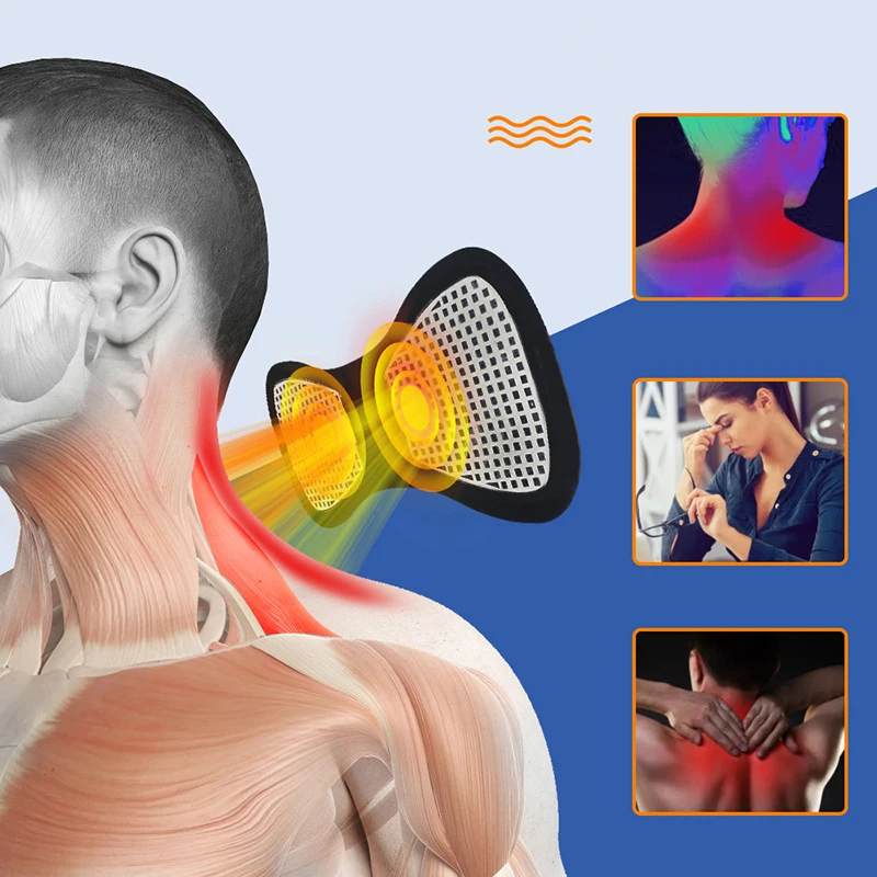 Mini remendo de massagem ombro e pescoço instrumento portátil elétrico pescoço massageador cervical inteligente 8 modos 19 engrenagens