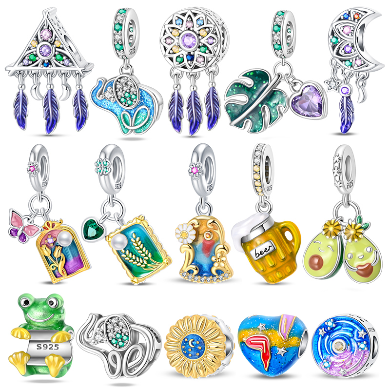 2024 nova venda quente original charme contas caber 3mm pulseira para mulher 925 prata colorido pingente grânulo jóias presente