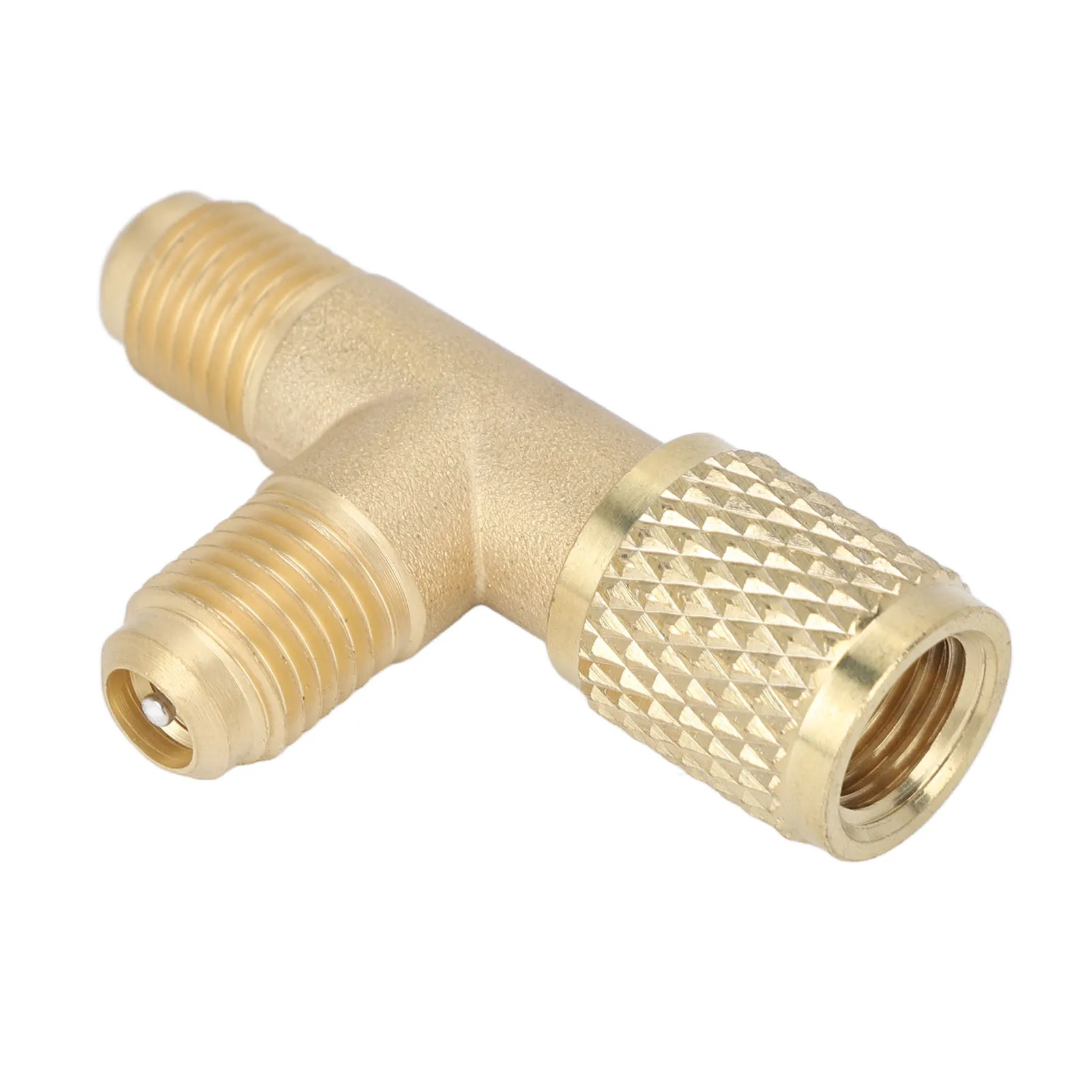 Schnellkupplungs-T-Adapter mit Ventilkern, Messing, 1/4 Zoll SAE, stabile Struktur für R22 R12 R134