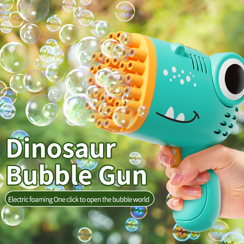 40-Loch-Dinosaurier-Blasenpistole, tragbare vollautomatische Seifenblasenmaschine ohne Batterie und Blasenwasser für Kinder, Geschenk