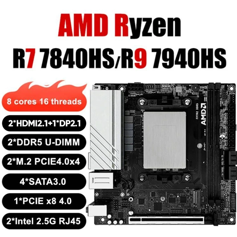 Topton NAS 마더보드 AMD Ryzen 9 7940HS 7 7840HS, 2xIntel i226-V 2.5G LAN, 2xNVMe 4xSATA3.0 2xDDR5 2xHDMI2.1 Mini ITX 소프트 경로