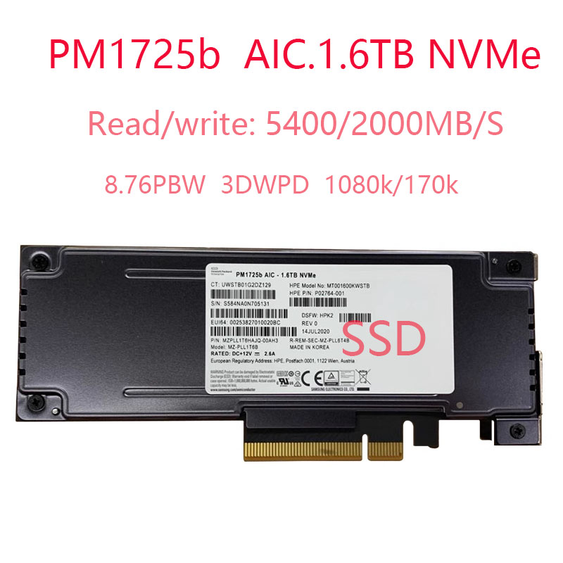 Nuovo disco a stato solido originale per SAMSUNG PM1725 1.6T HHHL PCIE card server aziendale SSD