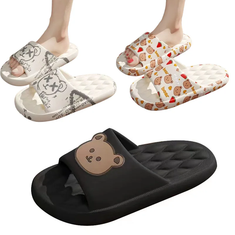 Sandal wanita, kartun wanita sol tebal pakaian luar Anti-slip bawah dalam ruangan kamar mandi rumah pria rumah tangga keren musim panas