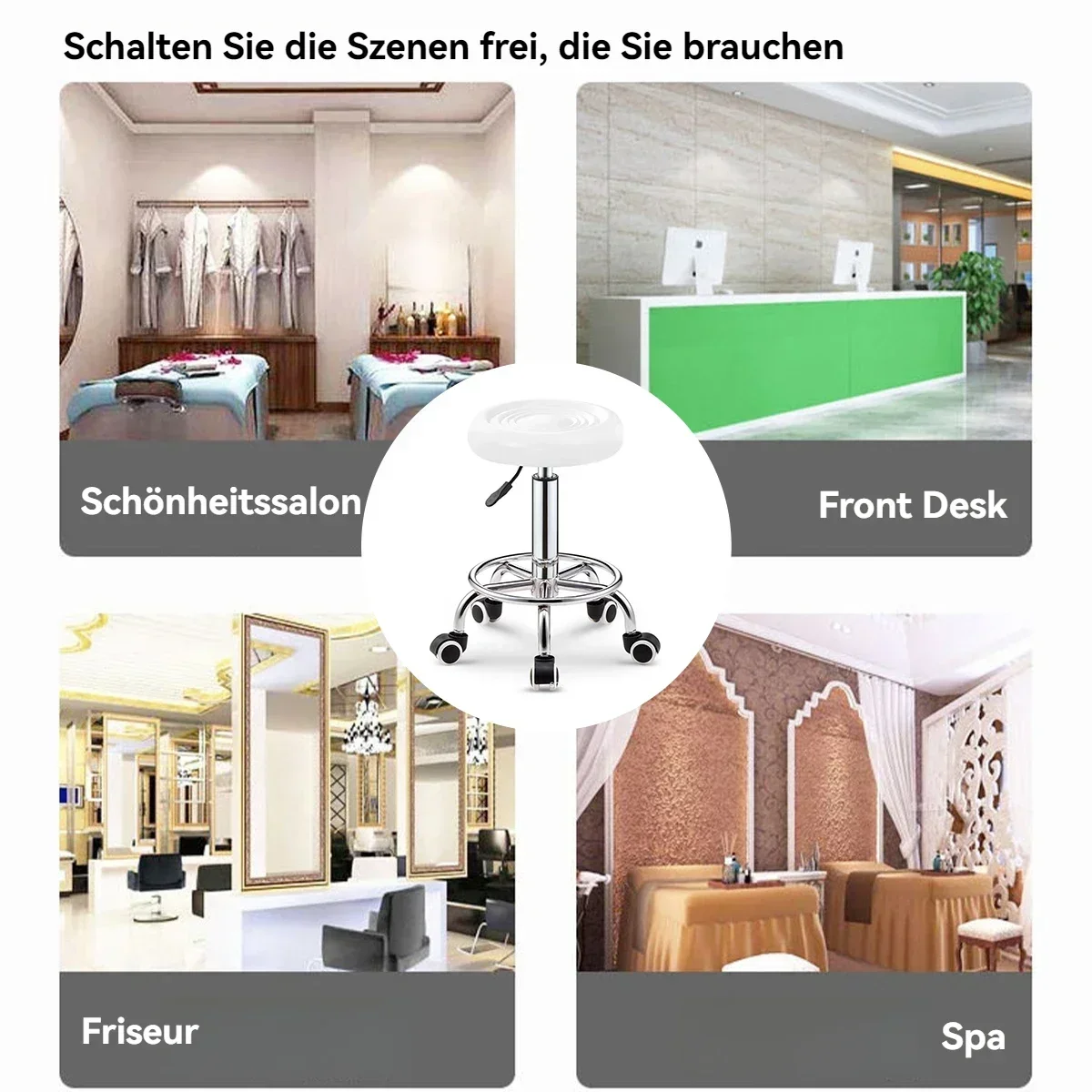 Drehhocker, Rollbarer, Ergonomia Arbeitshocker (höhenverstellbarer), 360 °   drehbar, Bürohocker, Praxishocker, Rollhocker,Barstuhl