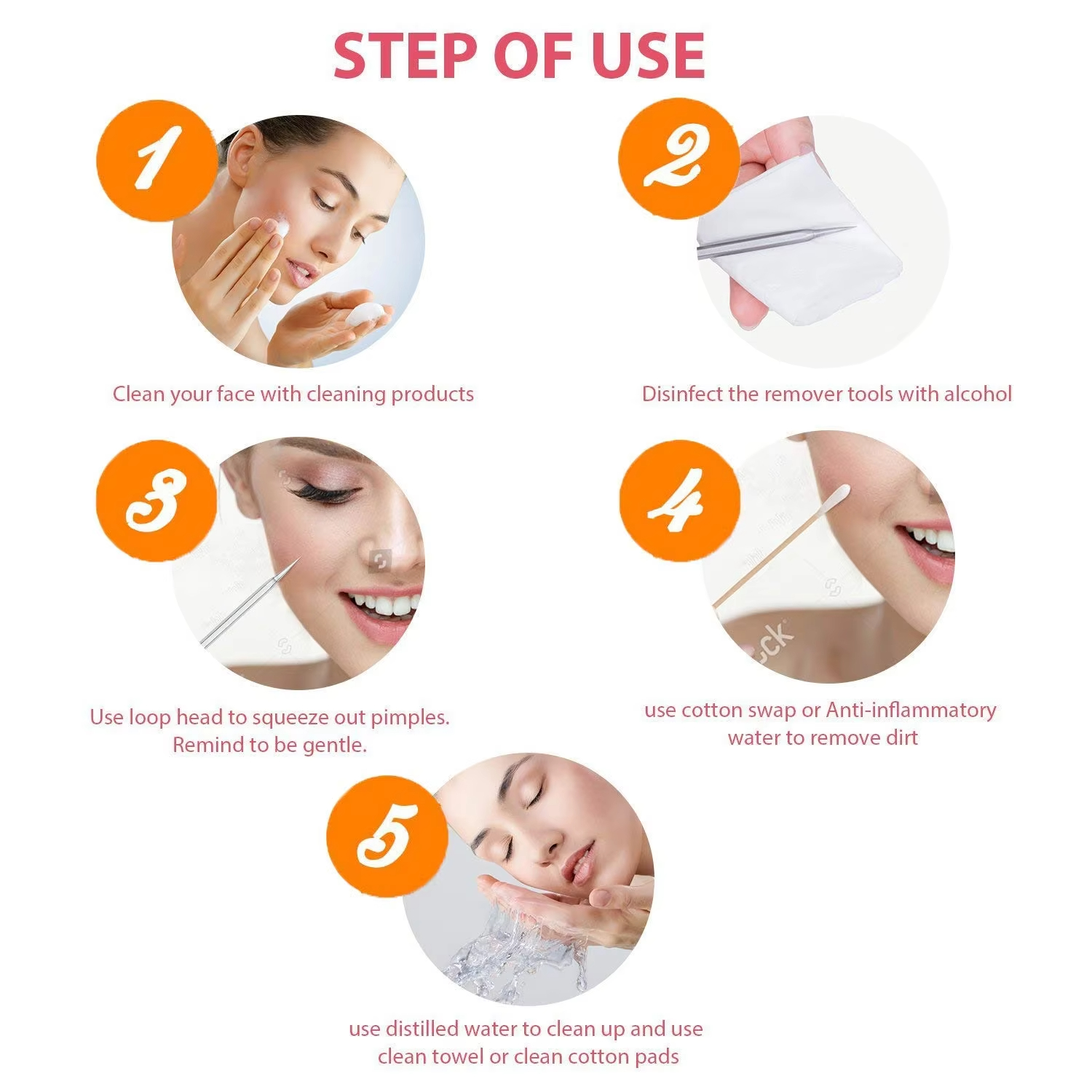 4Pcs 블랙 헤드 리무버 여드름 바늘 페이셜 클렌징 여드름 추출기 블랙 헤드 모공 제거 도구