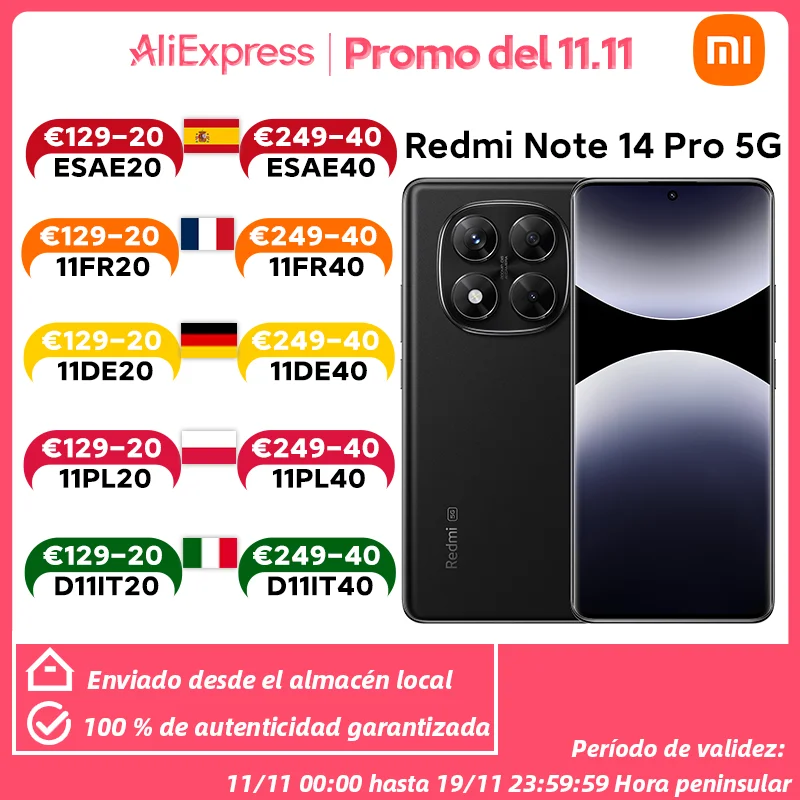 Globale Version Xiaomi Redmi Note 14 Pro 5G Smartphone MediaTek Dimensity 7300-Ultra 200 MP AI-Kamera NFC 6,67" AMOLED-Display IP68