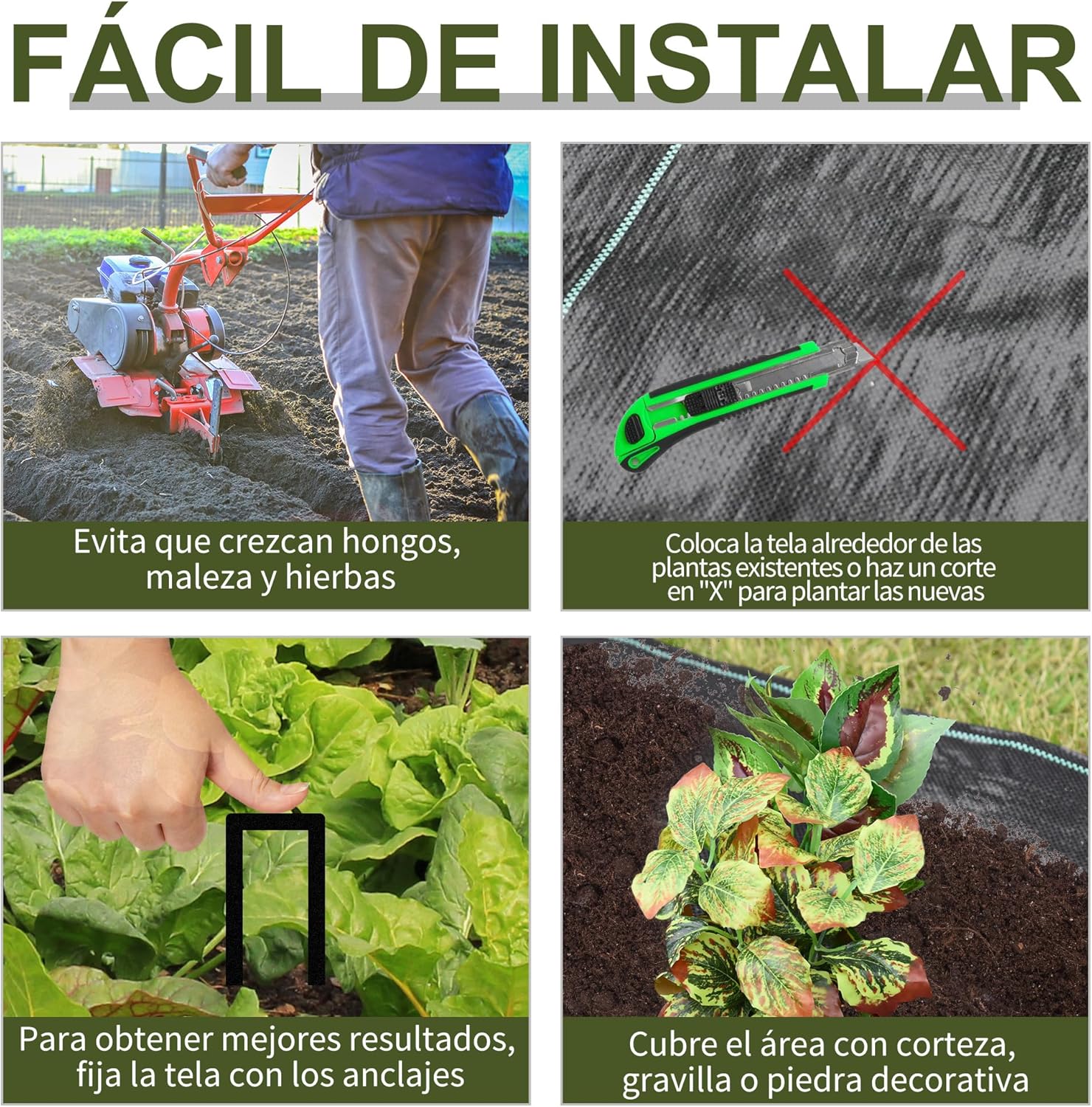 Malla Antihierbas Malla Antihierbas 2x50 m Malla Antimaleza Malla Geotextil contra Malas Hierbas y Malezas 100 g/m2 par
