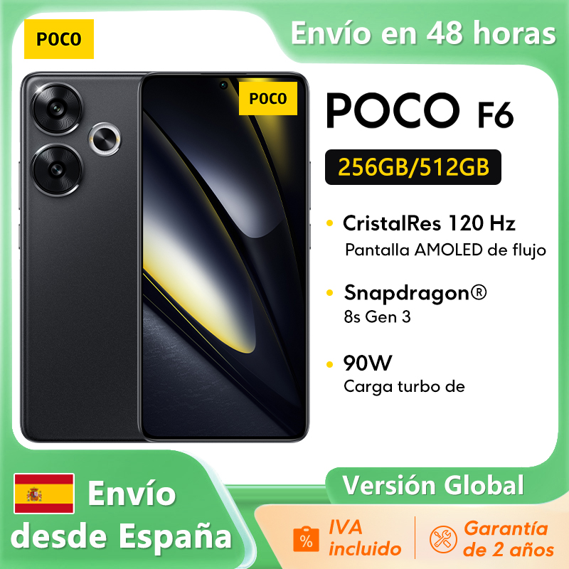 POCO F6 5G Smartphone Versão Global 256GB/512GB Tela AMOLED Snapdragon ® Bateria turbo 5000mAh de carga 8s Gen 3 90W