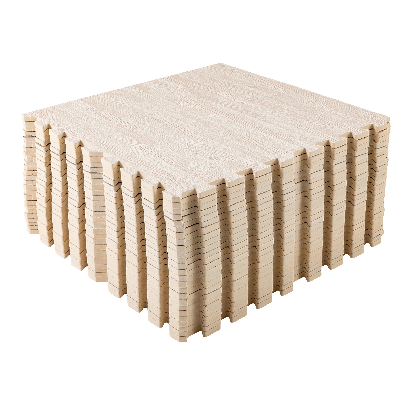 White Wood Grain EVA, PE Hybrid Foam Thick Printed Foam Tiles, Patchwork Foam Mat, Thick Printed Foam Tiles
