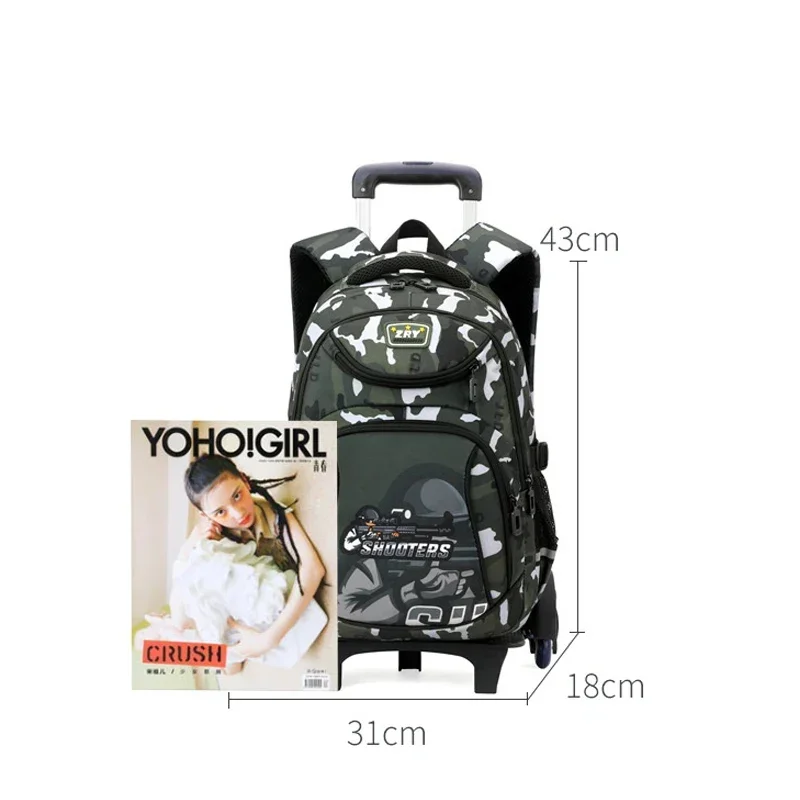 Zaino da scuola per bambini per bambini Borsa con ruote per ragazzi Zaino per studenti Trolley Borsa da scuola con ruote Borsa per libri con bagagli con ruote
