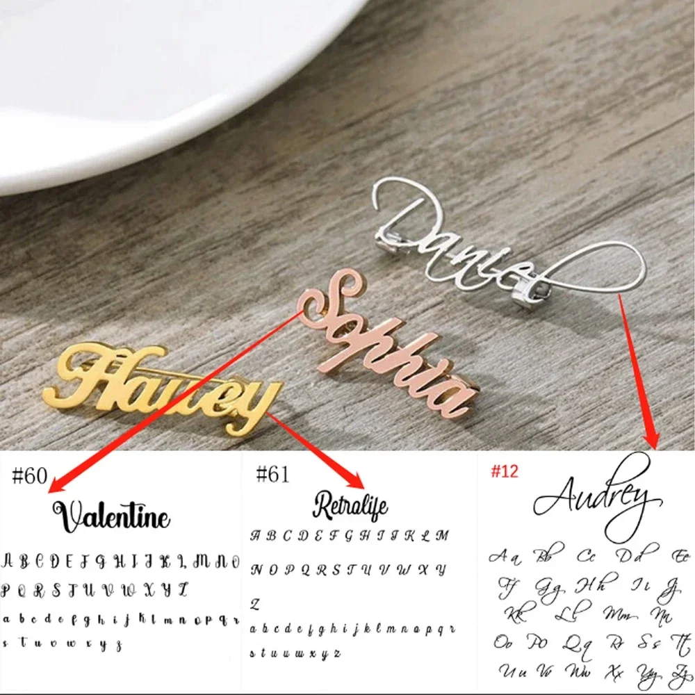 Broche de nome personalizado para mulheres, homens, personalizado, aço inoxidável, logotipo personalizado, pinos, placa de identificação, joias de casamento, presente