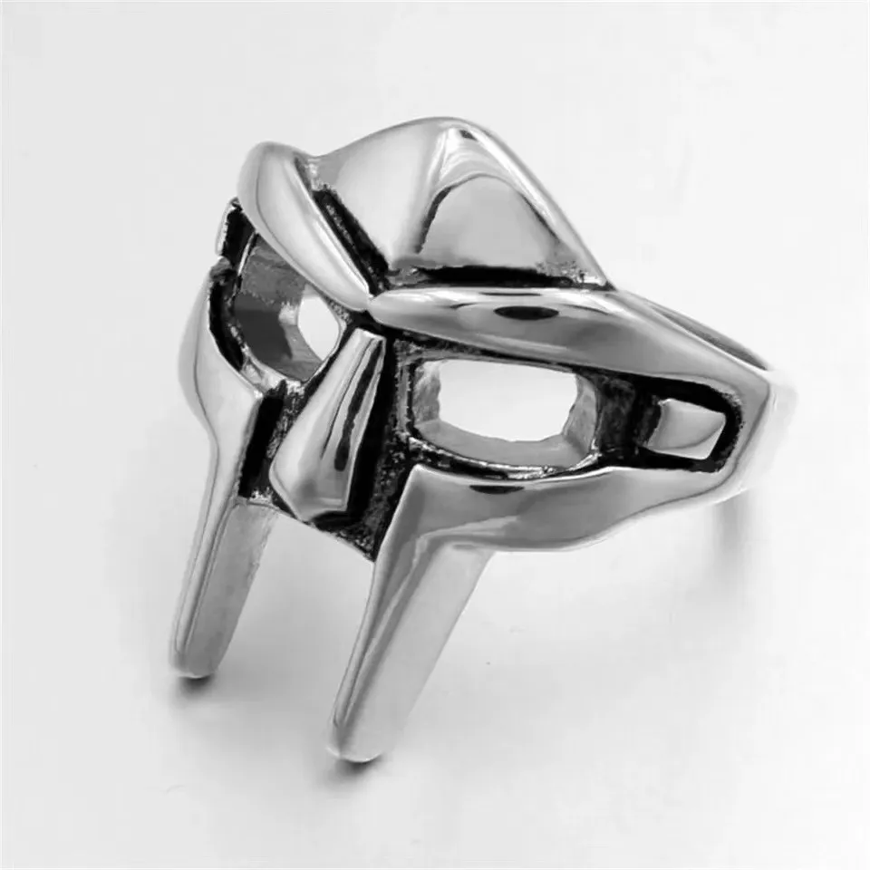 고스 힙합 MF DOOM 마스크 반지 남성용 검투사 펑크 스타일 이집트 파라오 남성 반지 클래식 레트로 쥬얼리 파티 액세서리