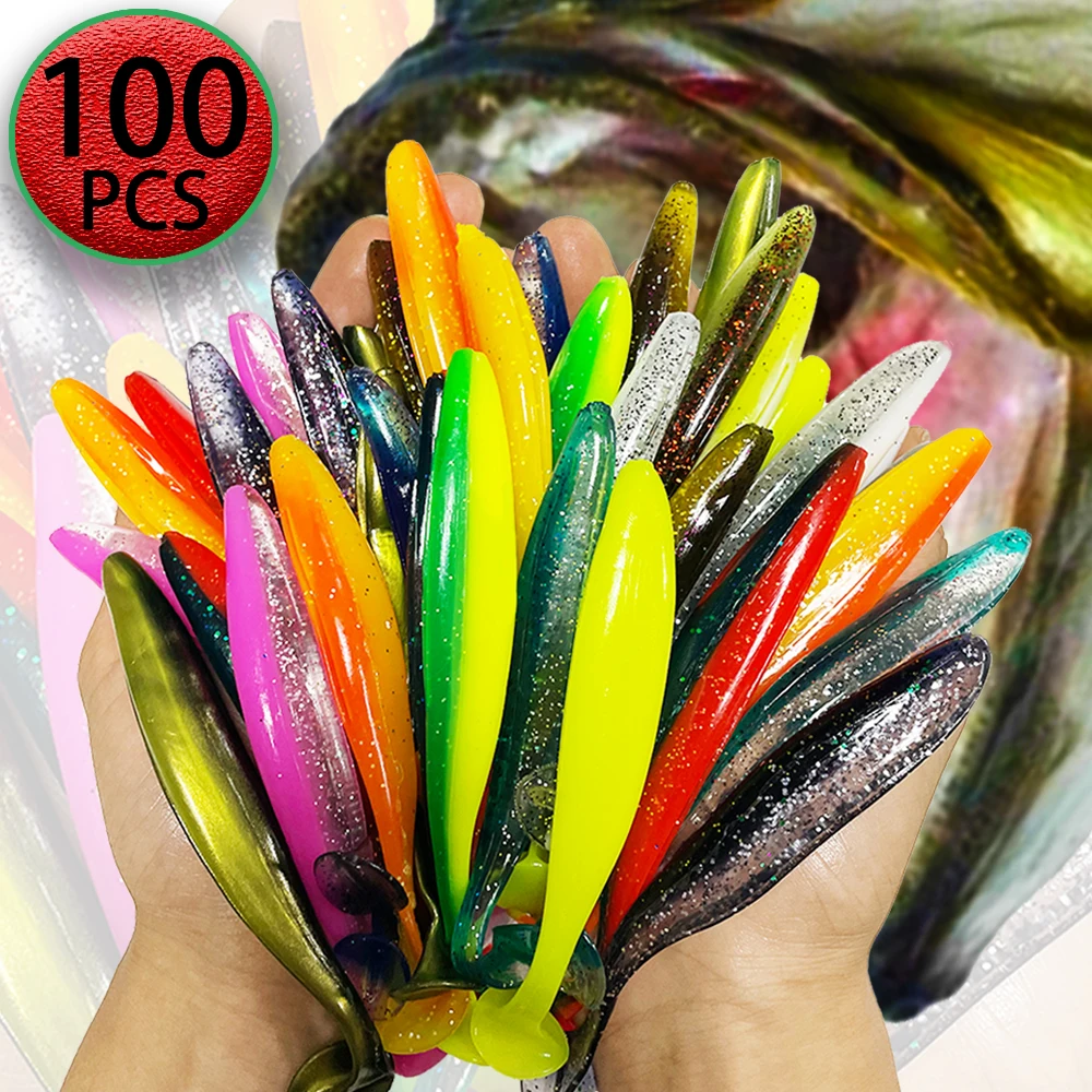 1-100 pz T Coda 70mm 90mm 120mm Shad Verme Esca Morbida Esca Artificiale Swimbait Esca Wobbler Esche Morbide Silicone Pesca Sport