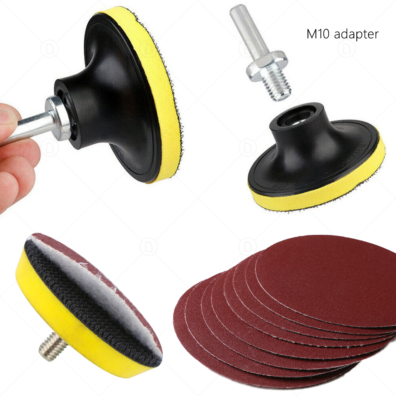 Xe Waxing Miếng Bọt Biển Pad Đánh Bóng Kit Auto Chi Tiết Giấy Nhám Buffing Chà Nhám Đĩa Đánh Bóng Khoan Adapter Đèn Pha Phục Hồi
