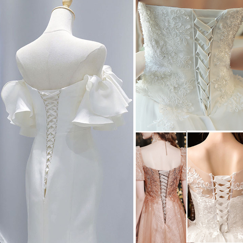 3 pçs/set vestido de noiva vestido de renda até zíper substituição bandagem acessórios nupcial banquete noite rendas fita de cetim