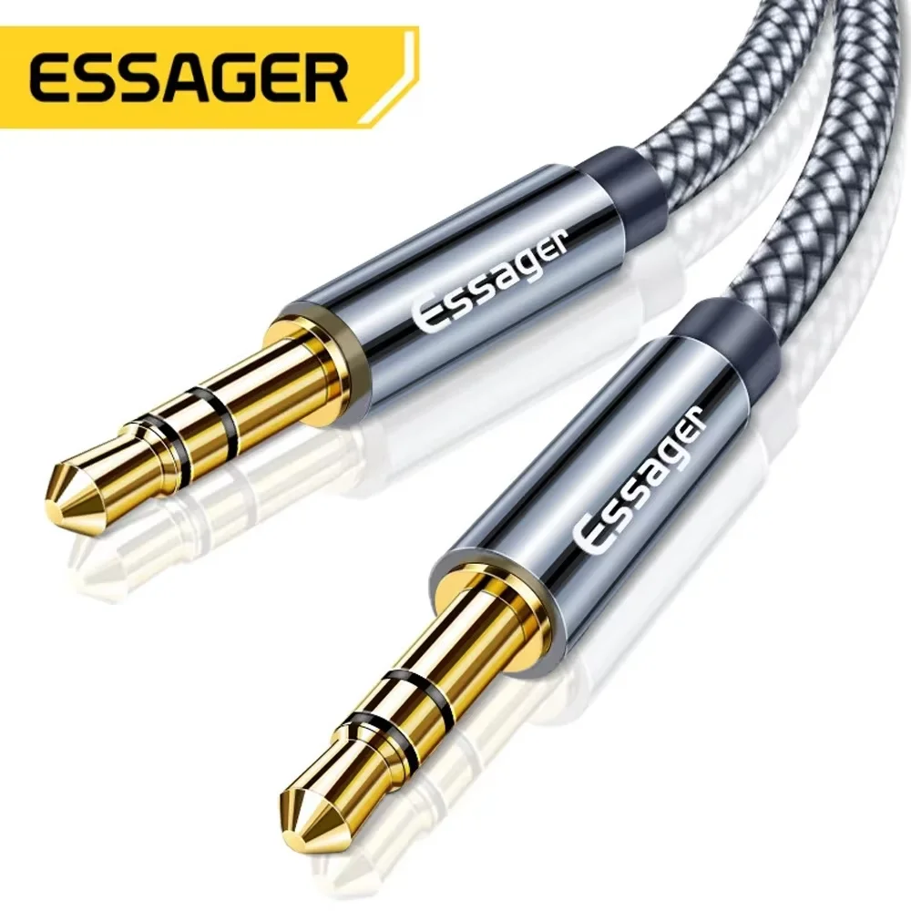 Essager – Cable de audio auxiliar con conectores jack, adaptador con enchufes macho de 3,5mm para auriculares, altavoz, teléfono móvil Xiaomi y Samsung