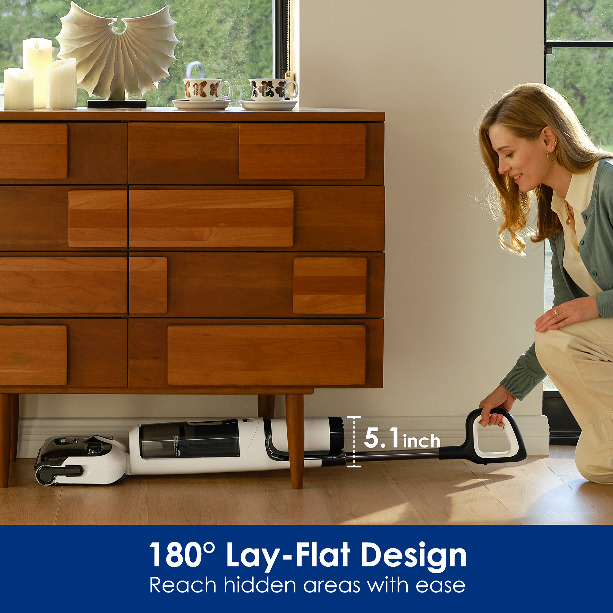 Aspirapolvere a secco e umido senza fili Tineco Floor One Stretch S6 180 ° Mop intelligente Lay-Flat con lunga durata di corsa 158 ℉   Bordo triplo lato Flashdry