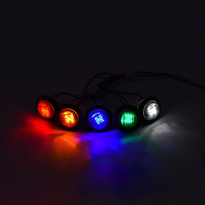 Luces de posición laterales redondas para remolque de 12V, LED impermeables para luces de liquidación de camiones, lámpara de señal de giro para camión