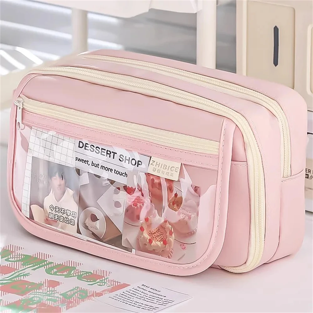 Astuccio per matite multicolore a 9 strati di grande capacità Chiusura con cerniera trasparente per materiale scolastico per ragazze Astuccio per matite