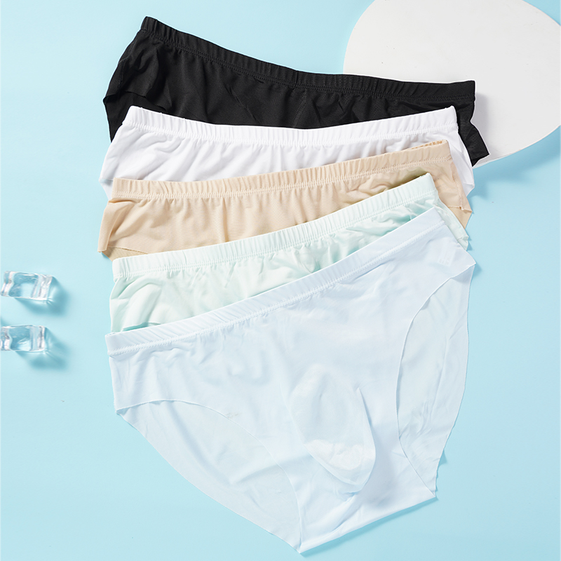 Recién llegado, calzoncillos para hombre de seda helada, ropa interior de talla grande para hombre, bragas sexis transpirables sin costuras de cintura baja, pantalones cortos 2XL 3XL