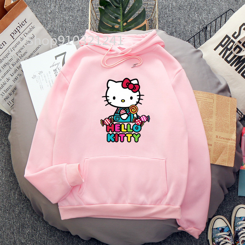Sudadera con capucha rosa de gato de dibujos animados para mujer, sudaderas con capucha divertidas de Melanie Martinez, sudadera estampada, Tops para mujer de Primavera/otoño, ropa