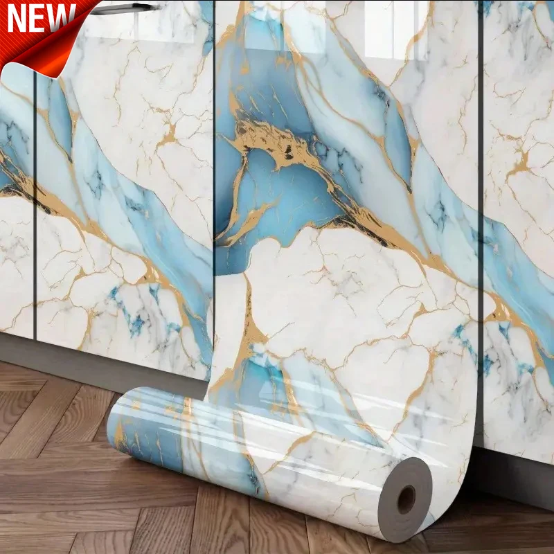 40 cm selbstklebende, dekorative, feuchtigkeitsbeständige und wasserdichte PVC-Marmor-Tapete, Badezimmerschrank, Arbeitsplatte, Wandaufkleber