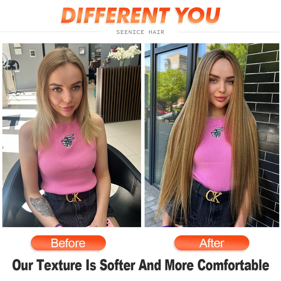 ตรงผมสังเคราะห์ธรรมชาติทอผ้าสีน้ําตาล 613 รวมกลุ่มต่อผม Ombre สีแดงสีบลอนด์สานยาวผมปลอม