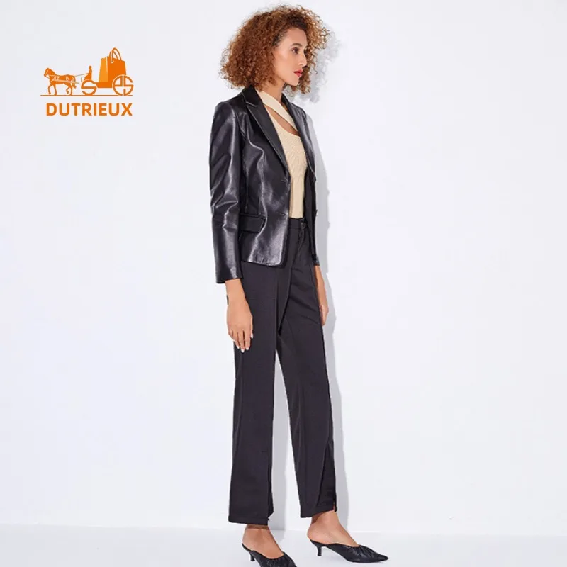 2024 Winter neue Echt lederjacke Damen Echt leder kurz Schafs leder Temperament schlank Rindsleder wind dicht Mantel