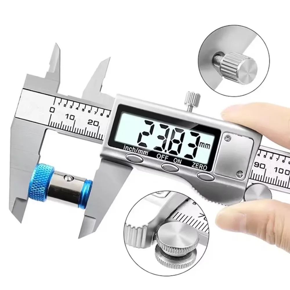 150mm stainless steel digital micrometer, high precision 0.01mm slide foot with data retention and unit conversion for industria