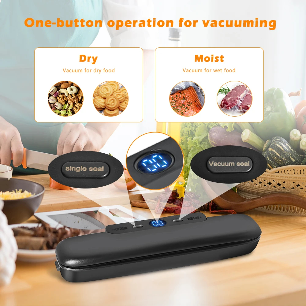Automatic Portable Kitchen Food Saver Vacuum Sealer Machine Household Home Electric Plastic Sealing Packaging for Car Outdoor RV