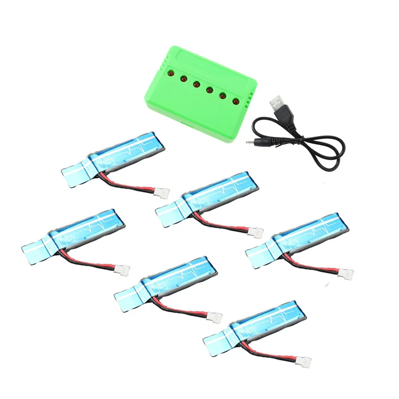 B-M 6PC 3.7V 520MAh 30C อัพเกรด Li-Po แบตเตอรี่ USB Charger สําหรับ WLtoys XK K110 K110S V930 V977 RC เฮลิคอปเตอร์อะไหล่