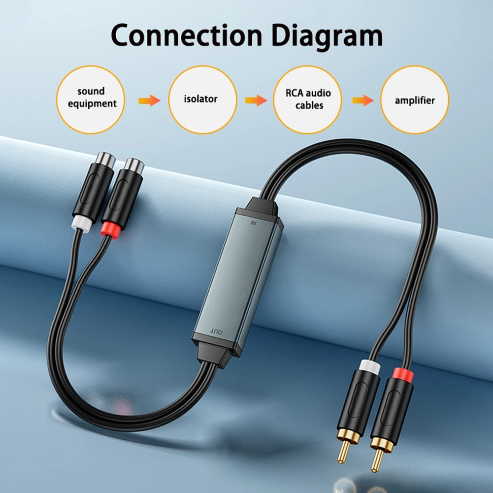 AV100C für RCA Audio Isolator Common Ground Noise Filter 3,5mm Anti-Interferenz Noise Canceller Car Audio Home Stereo XY