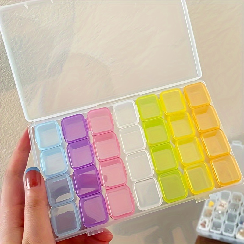 1pc 28/56 Grid Diamond Painting Accessory Nail enhancement Parts Jewelry Box Case Plastic Storage Box  Embroidery Boxes Tools