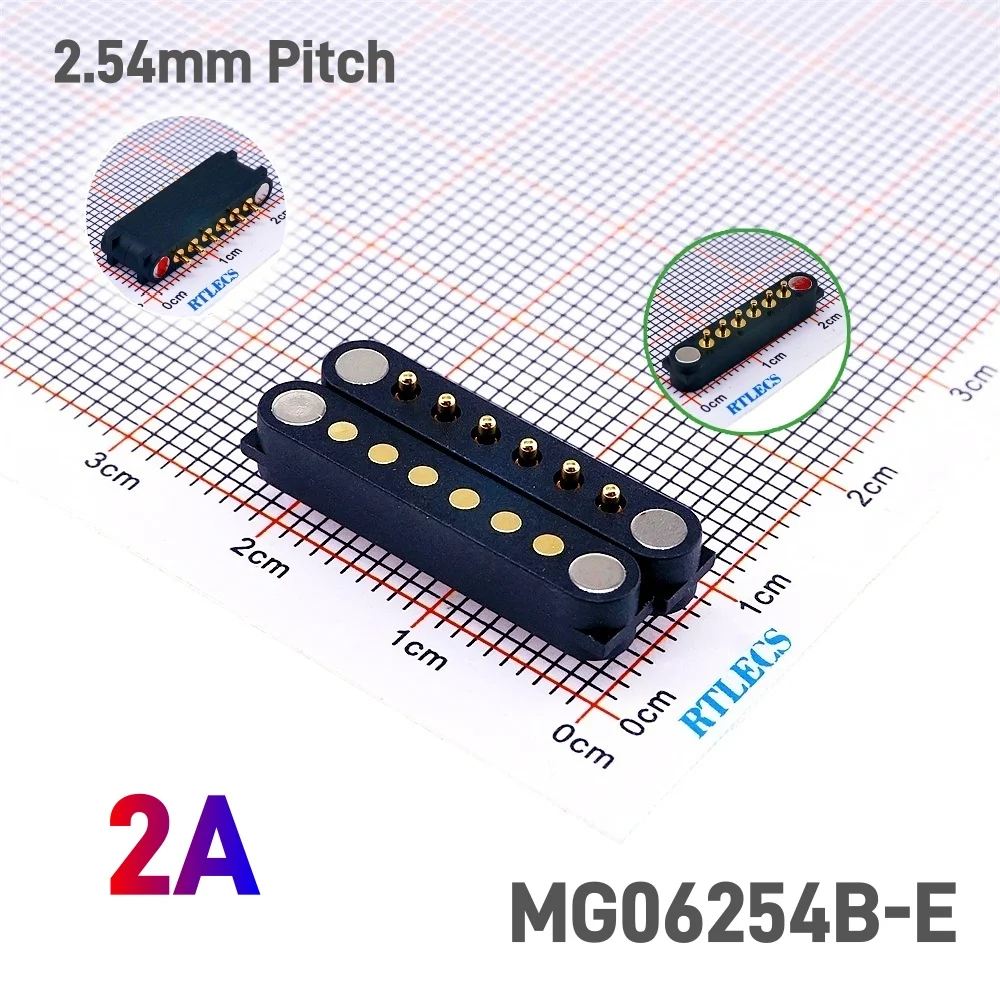 1/3/5 pares de resorte macho hembra 2,54 MM paso 2P 3 4 5 6 7 8 9 agujeros pasantes PCB BTB conector 2A DC Pin Pogo magnético