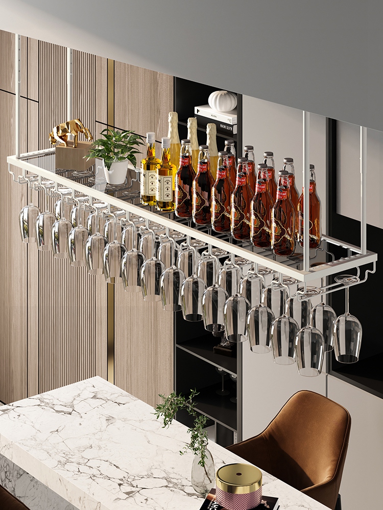 Estante de copa de vino para el hogar, luz de lujo de alta gama, colgante al revés, barra de copa creativa