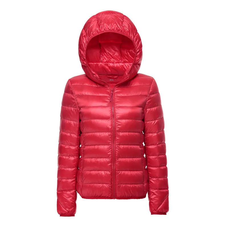 Mulheres com capuz curto puffer jaquetas 2023 recém chegados 90% pato branco para baixo outono inverno ultra leve manter casacos quentes