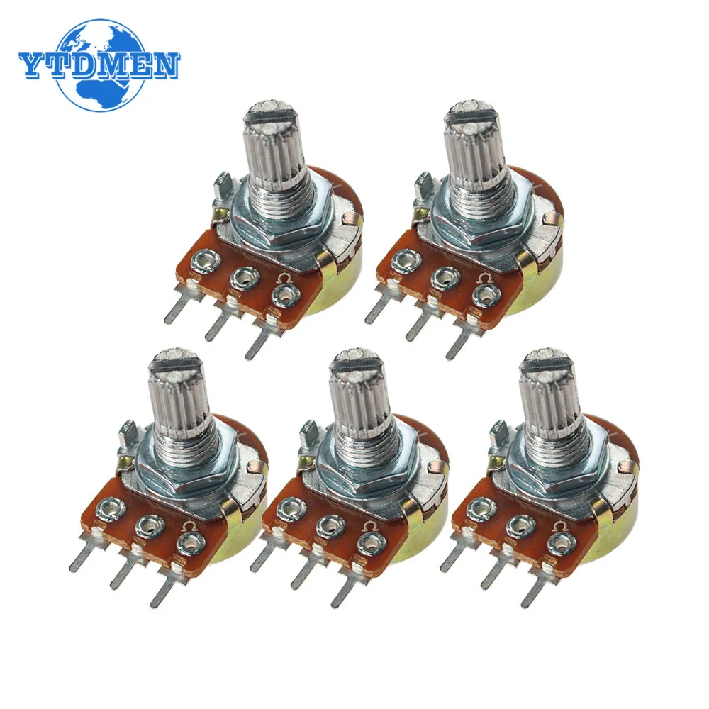 5/10 Uds WH148 potenciómetro 15mm 3Pin cono lineal giratorio 1K 2K 5K 10K 20K 50K 100K 250K 500K 1M Ohm resistencia Variable
