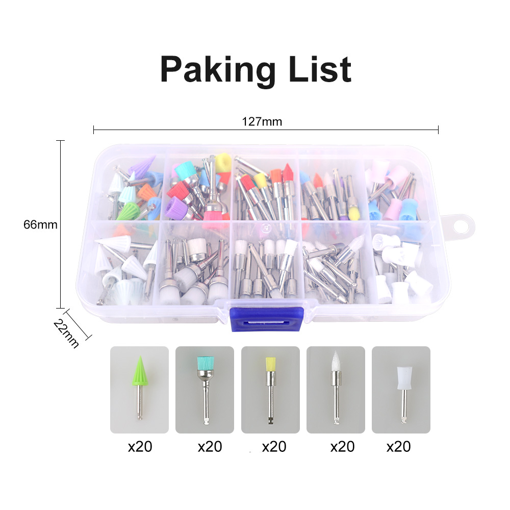 100 ピース/箱歯科プロフィーブラシ Denspay 使い捨て糸研磨テーパープロフィーカップ予防ブラシナイロン毛ブラシ