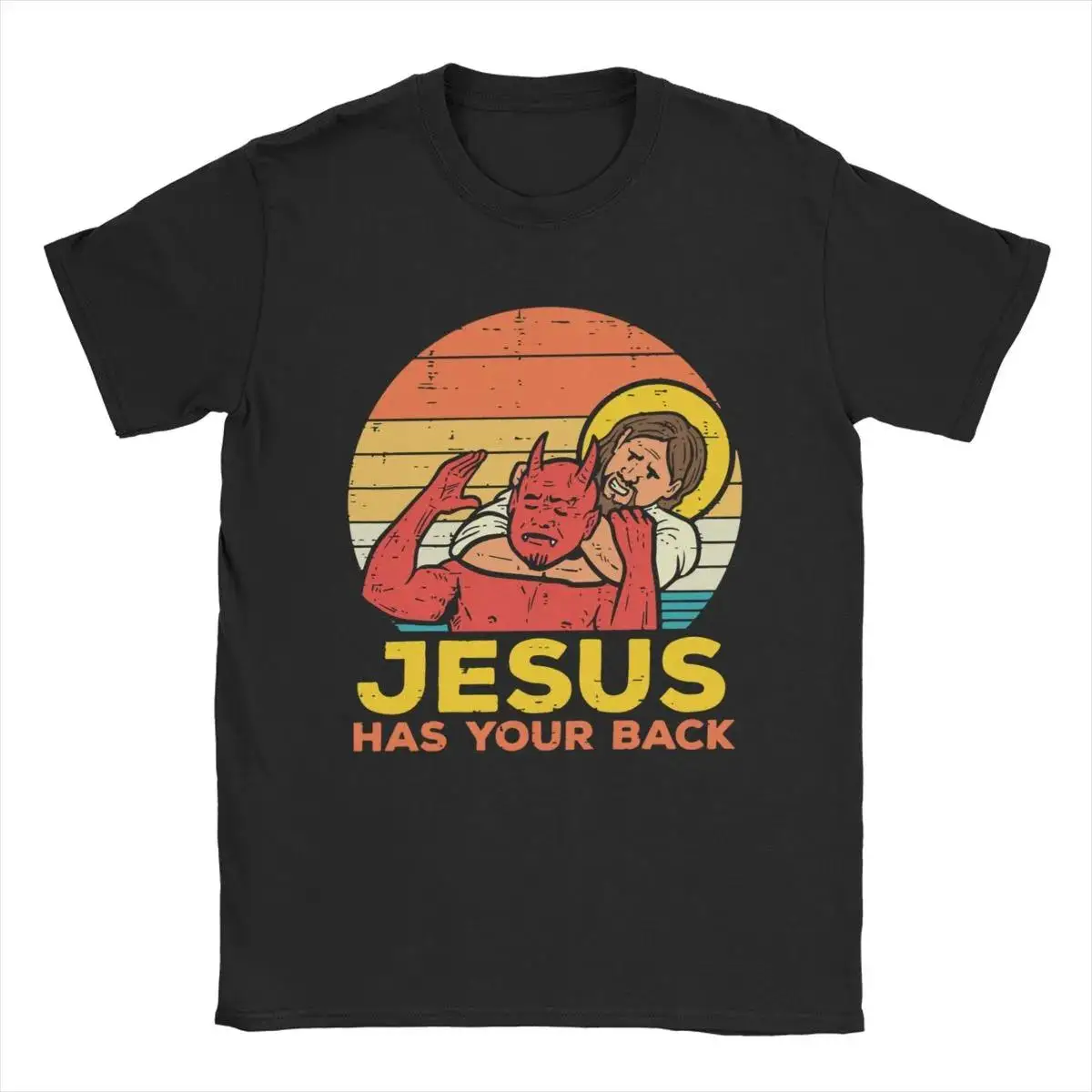 Jezus heeft je rug Jiu Jitsu Retro Christian T-shirts Dames en heren Katoen Vintage T-shirt met korte mouwen Plus Size Tops