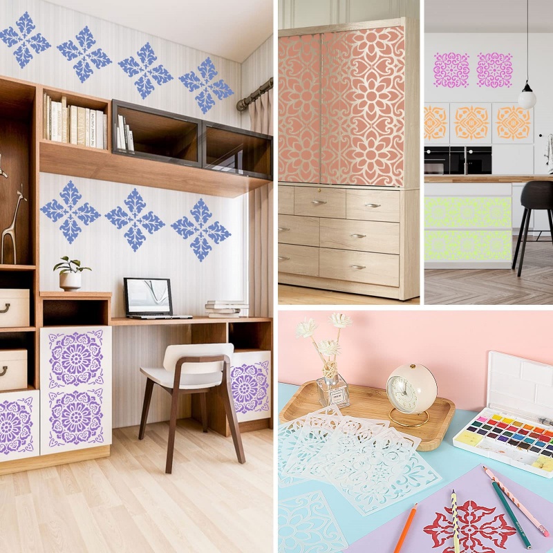 16ชิ้น/เซ็ตMandala Stencils,15ซม.Mandala DotภาพวาดStencilsสําหรับDIY Homeตกแต่งสมุดภาพลายนูนอัลบั้มแม่แบบ