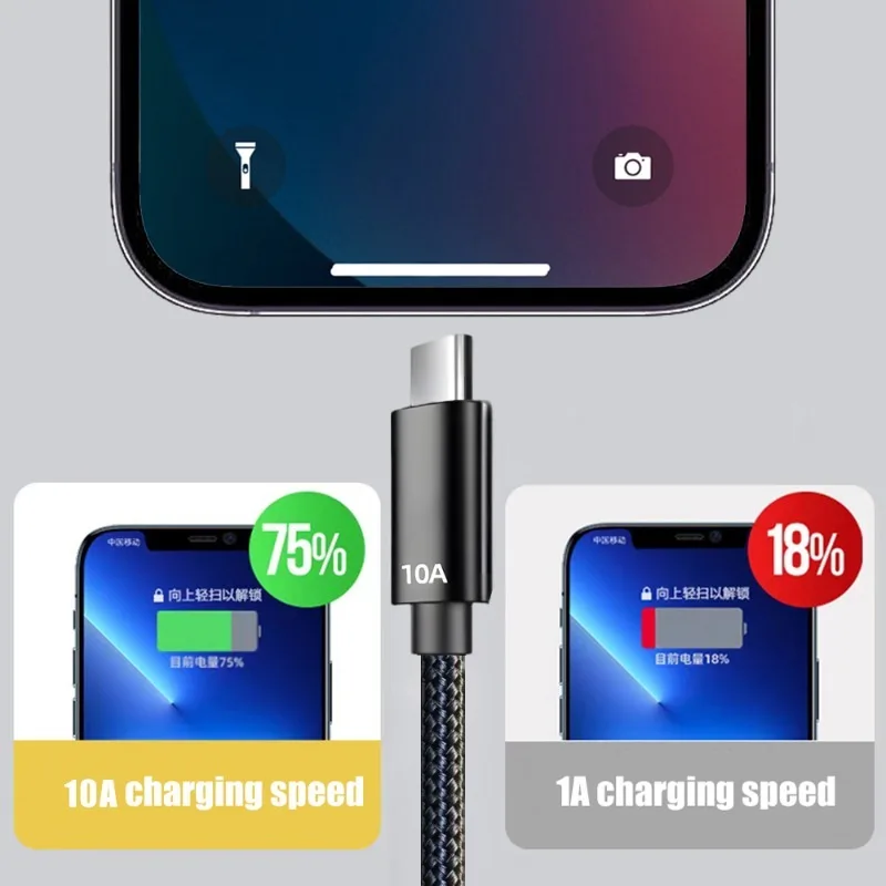 120W 10A Fast Charging Data Cable Line USB Type C 1m/1.5m/2m Anti-break Fast Charge Cable Wire for Samsung Huawei Honor Oneplus