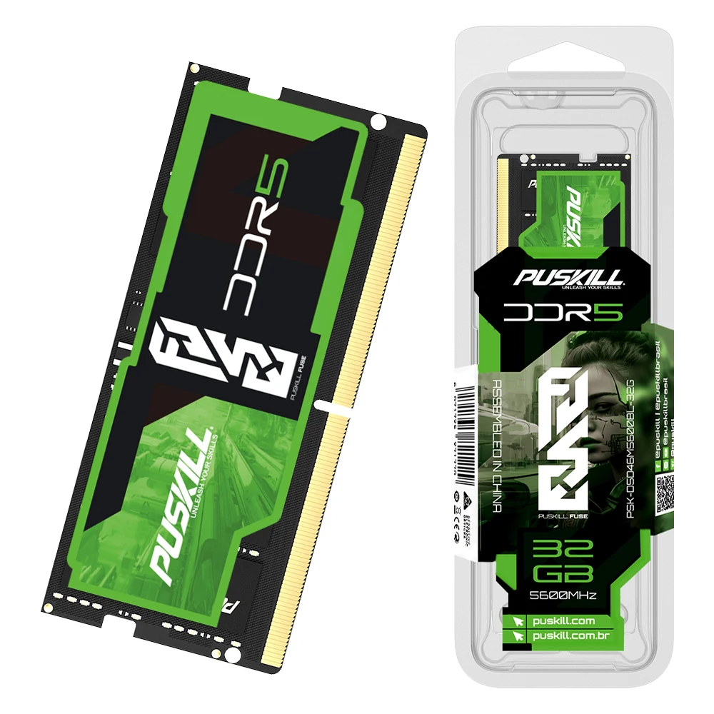 PUSKILL DDR5 Notebook RAM 32 GB 16 GB 8 GB 5600 MHz 5200 MHz 4800 MHz CL46 CL42 CL40 1,1 V 262-Pin Laptop SODIMM Speicher