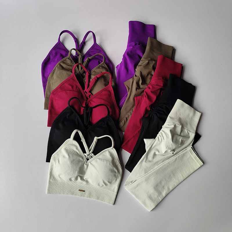 2PCS Women's Seamless Sports Bra Yoga Suit Quick-Dry Hip Lifting Fitness Gym Workout Sets Outfit Leggings Set Gym Wear Set