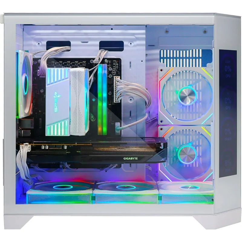 게이밍 PC – i5-14400F, RTX 5060 8GB 트리플 팬, 16GB DDR5, 1TB NVMe SSD 3300MB/s, 600W PSU, 6개의 ARGB 팬이 있는 ATX 케이스, 코너 L
