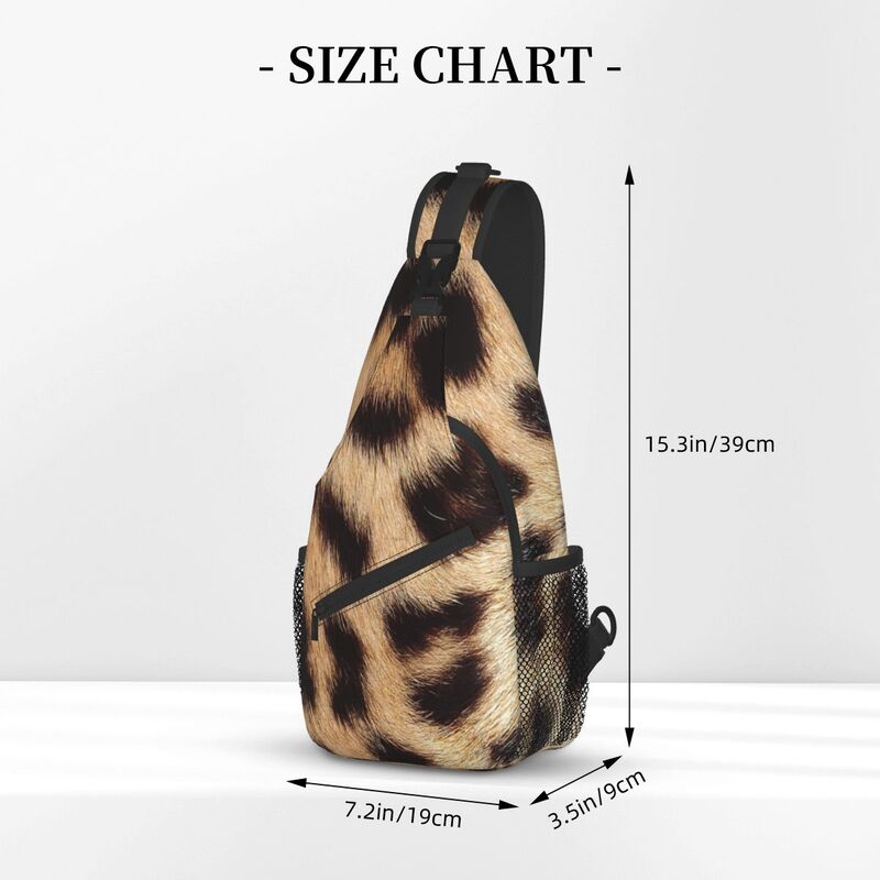 Selempang Tekstur Tampilan Bulu Macan Tutul Trendi Fashion Ransel Selempang Pria Tas Bahu Dada untuk Berkemah Bersepeda