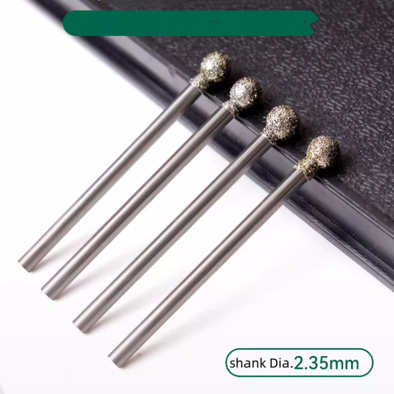 11 個セットダイヤモンド研削ニードルヘッドカッター翡翠彫刻ツール彫刻ロータリー球面バリツール 2.35 ミリメートルシャンクラウンドボール