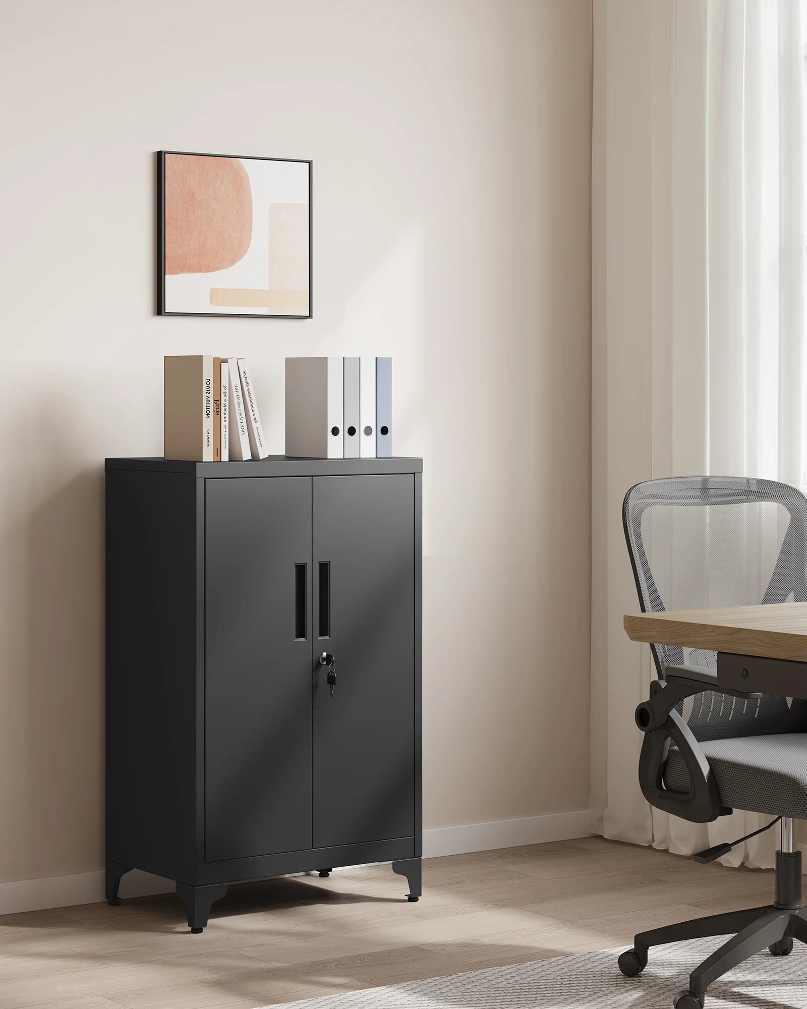 SONGMICS archiefkast archiefkast, multifunctionele kledingkast, kantoorgarderobe met 2-deurs