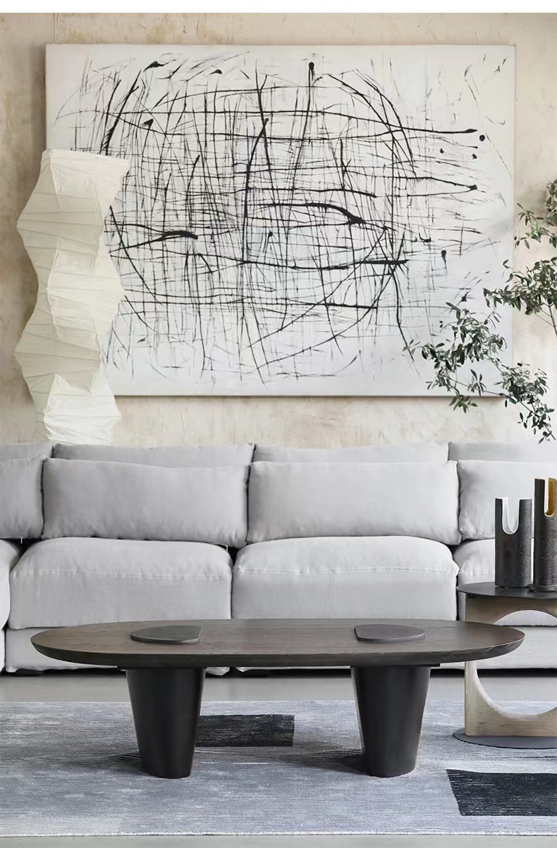 Muebles de estilo europeo de roble natural, mesa de sala de estar de madera, mesa final geométrica, mesa de centro minimalista