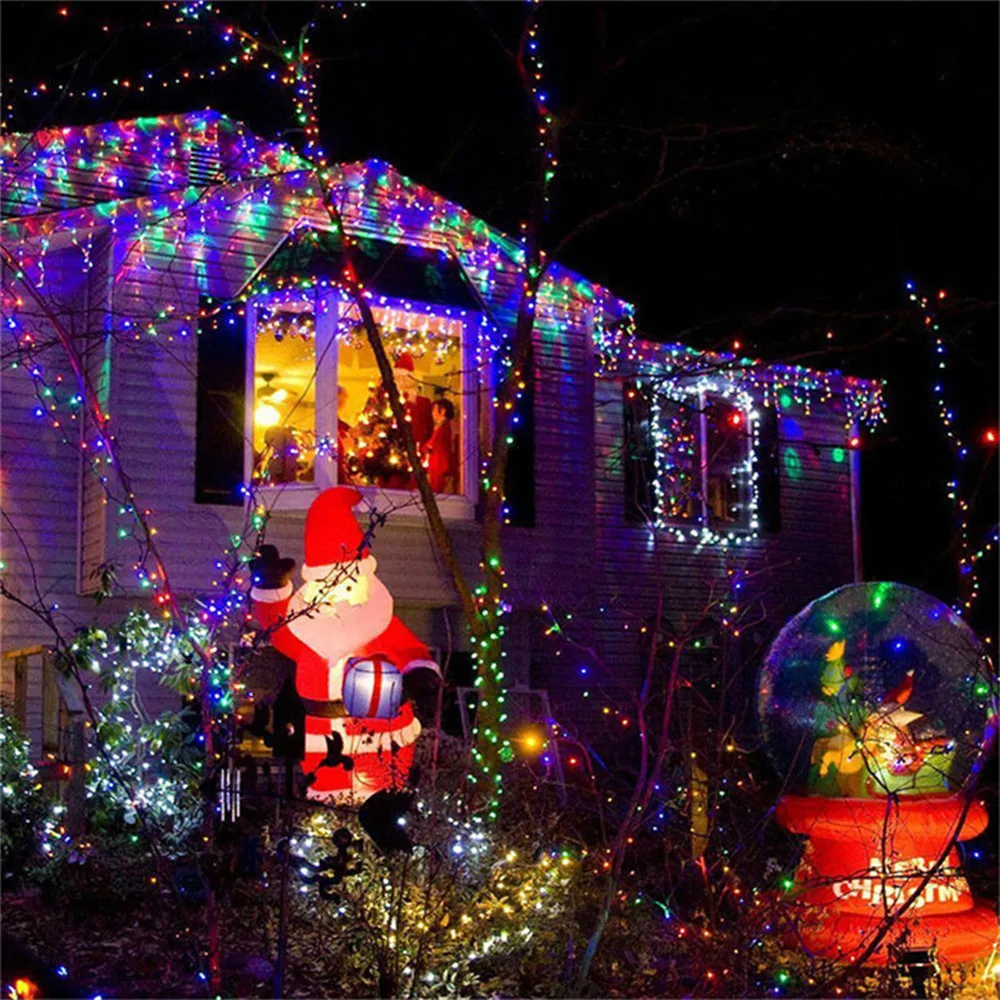 Guirnalda de luces 100LED 10M Navidad/boda/decoración de fiesta guirnalda AC 110V 220V lámpara Led impermeable al aire libre 9 colores Led